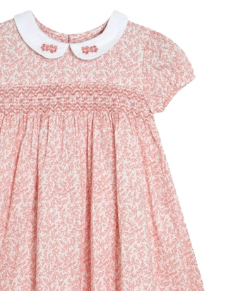 JOJO Maman Girl’s Baby Ditsy Floral Smocked Woven Dress in Pink Ditsy