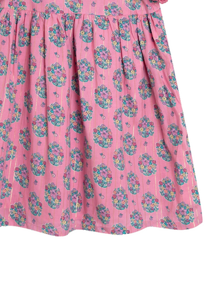 JOJO Maman Girl's Bouquet Sparkle Double Frill Shoulder Dress in Pink
