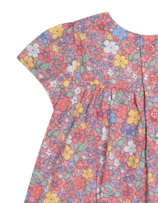 JoJo Maman Girl’s Babe Floral Bunny Applique Blouse in Pink