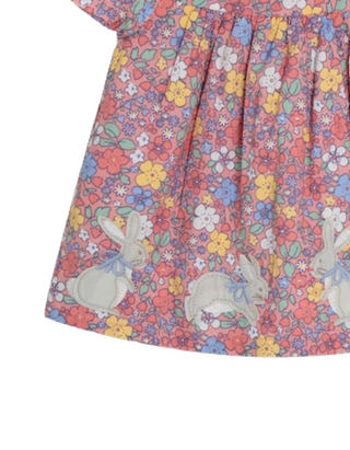 JoJo Maman Girl’s Babe Floral Bunny Applique Blouse in Pink