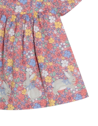 JoJo Maman Girl’s Babe Floral Bunny Applique Blouse in Pink