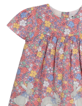 JoJo Maman Girl’s Babe Floral Bunny Applique Blouse in Pink