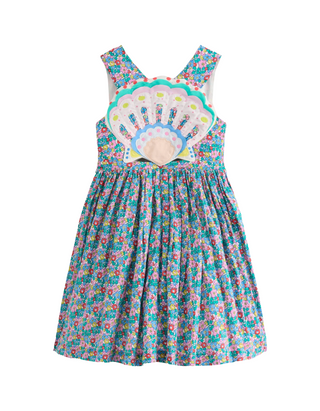 Mini Boden Girl's Zadie Applique Back Dress in Multi Flowerbed Shell