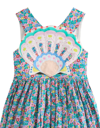 Mini Boden Girl's Zadie Applique Back Dress in Multi Flowerbed Shell