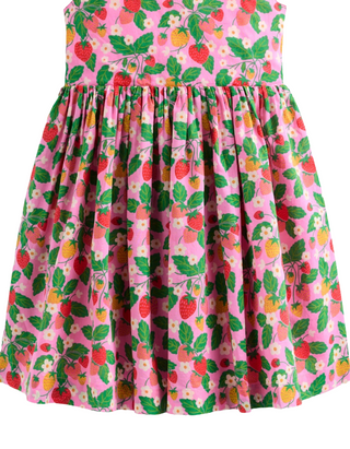 Mini Boden Girl's Harper Cross-Back Dress in Cosmos Pink Strawberry Patch