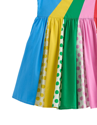 Mini Boden Girl's One Shoulder Woven Dress inMulti Spot