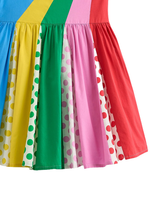 Mini Boden Girl's One Shoulder Woven Dress inMulti Spot