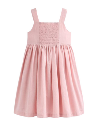 Mini Boden Girl's Remy Button Through Pinafore Dress in Pink Boucle Fruit