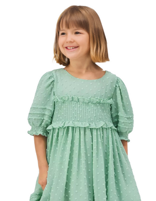 John Lewis Heirloom Collection Girl's Chiffon Dobby Dress, Green