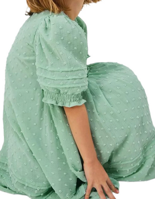 John Lewis Heirloom Collection Girl's Chiffon Dobby Dress in Green (Imperfect)
