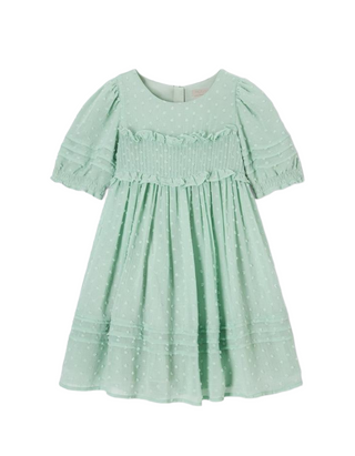 John Lewis Heirloom Collection Girl's Chiffon Dobby Dress, Green