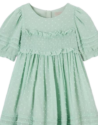 John Lewis Heirloom Collection Girl's Chiffon Dobby Dress, Green