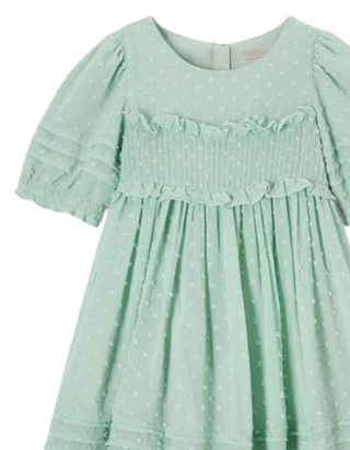John Lewis Heirloom Collection Girl's Chiffon Dobby Dress, Green
