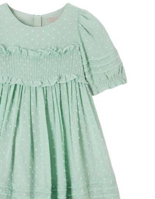 John Lewis Heirloom Collection Girl's Chiffon Dobby Dress, Green