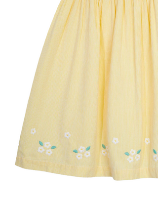 JOJO Maman Girl's Daisy Embroidered Peter Pan Smocked Party Dress in Yellow