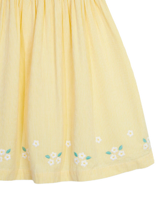 JOJO Maman Girl's Daisy Embroidered Peter Pan Smocked Party Dress in Yellow