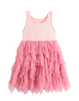 Mini Boden Girl's Jersey Tulle Mix Dress in Chalk Pink