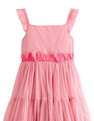 Mini Boden Girl's Ruffle Hem Tulle Hearts Party Dress in Vintage Pink (Imperfect)