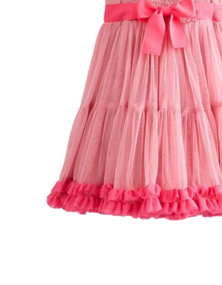 Mini Boden Girl's Ruffle Hem Tulle Hearts Party Dress in Vintage Pink (Imperfect)