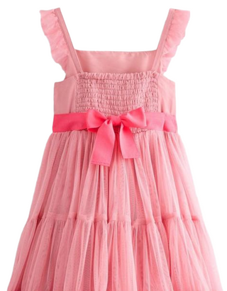 Mini Boden Girl's Ruffle Hem Tulle Hearts Party Dress in Vintage Pink (Imperfect)