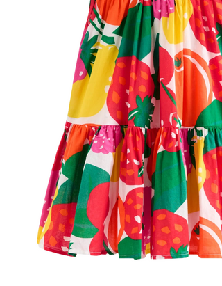 Mini Boden Girl's Aurelia Tiered Twirly Dress in Multi Giant Fruit