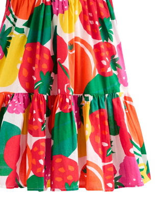 Mini Boden Girl's Aurelia Tiered Twirly Dress in Multi Giant Fruit