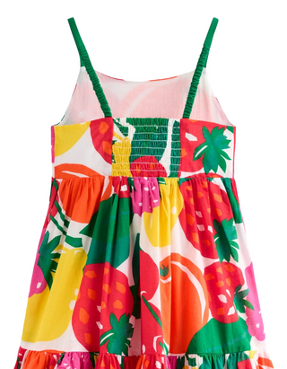 Mini Boden Girl's Aurelia Tiered Twirly Dress in Multi Giant Fruit