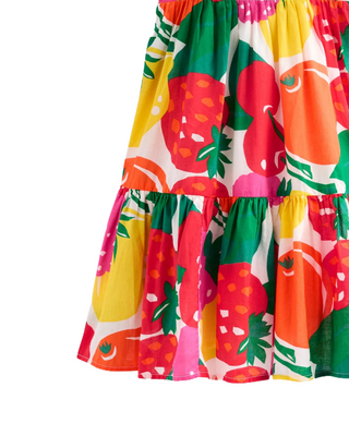 Mini Boden Girl's Aurelia Tiered Twirly Dress in Multi Giant Fruit
