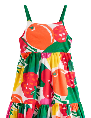Mini Boden Girl's Aurelia Tiered Twirly Dress in Multi Giant Fruit