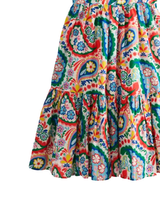 Mini Boden Girl's Aurelia Tiered Twirly Dress in Blue Multi Paisley