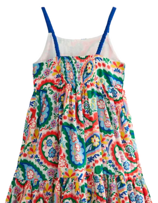 Mini Boden Girl's Aurelia Tiered Twirly Dress in Blue Multi Paisley