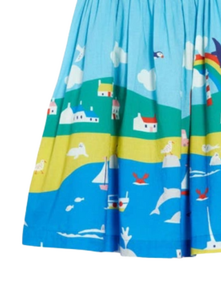 Mini Boden Girl's Smoked Sleeveless Sun Dress in Blue River Side