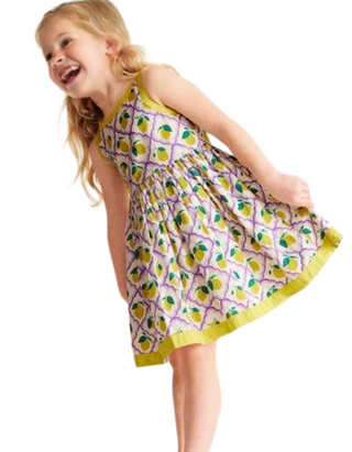 Mini Boden Girl's Sleeveless Back Detail Dress in Lavender Lemon Grove Girls Boden