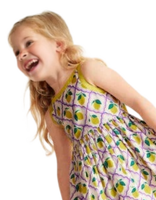 Mini Boden Girl's Sleeveless Back Detail Dress in Lavender Lemon Grove Girls Boden