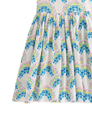 Mini Boden Girl's Harlow Back Detail Dress in Soft Ivory Rainbow Shells