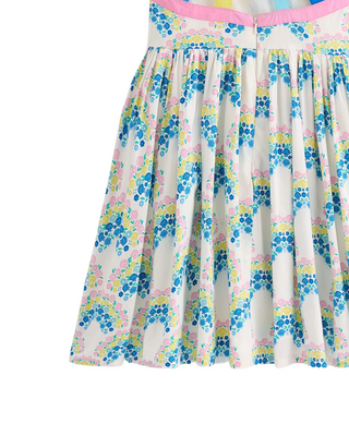 Mini Boden Girl's Harlow Back Detail Dress in Soft Ivory Rainbow Shells