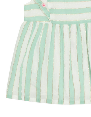 Jojo Maman Girl's Frill Sleeve Embroidered Top in Aqua Green Floral Print