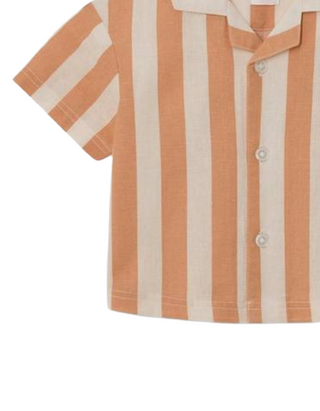 John Lewis ANYDAY Baby Stripe Linen Blend Shirt in Toast Stripe