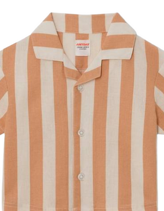 John Lewis ANYDAY Baby Stripe Linen Blend Shirt in Toast Stripe