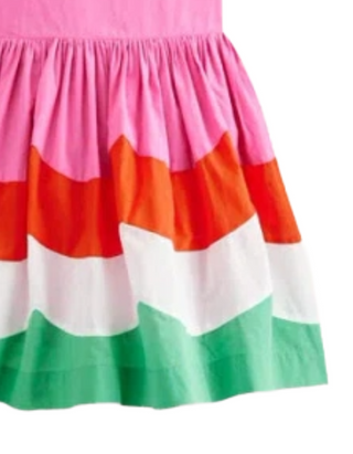 Mini Boden Girl's Cross-back Dress in Scallop Colourblock