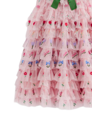 Mini Boden Girl's Embroidered Tulle Dress in Chalk Pink Flowers