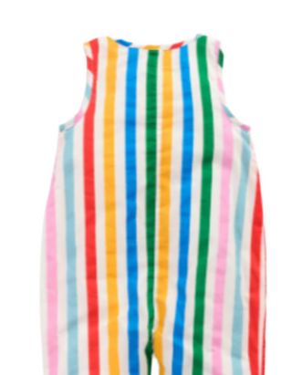 Mini Boden Kids Woven Romper in Rainbow Multi Stripe