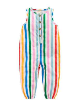 Mini Boden Kids Woven Romper in Rainbow Multi Stripe