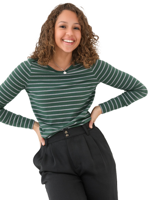 Women's Sparkle Breton T-Shirt in Dark Teal