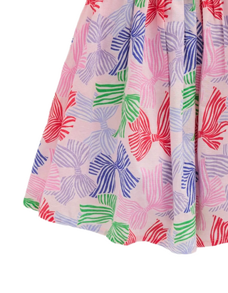 Mini Boden Girl's Gathered Woven Dress in French Pink Bows