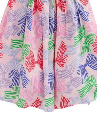 Mini Boden Girl's Gathered Woven Dress in French Pink Bows