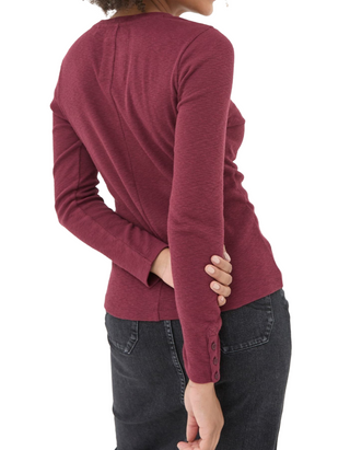 Women's Callie Cotton Long Sleeve Top in Dark Red
