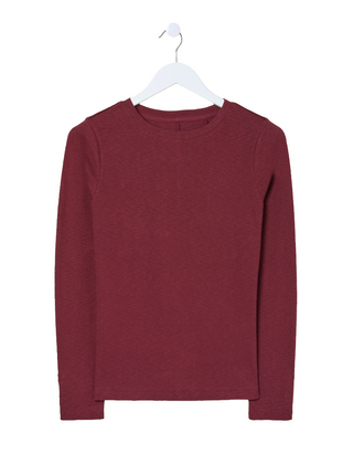 Women's Callie Cotton Long Sleeve Top in Dark Red