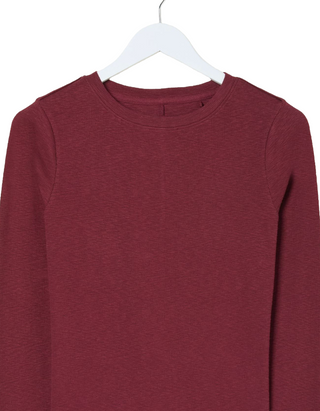 Women's Callie Cotton Long Sleeve Top in Dark Red