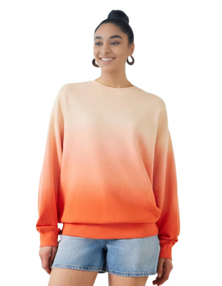 Women's Long Sleeve Ombre Quaden Oversized Sweatshirt in Peach Quartz